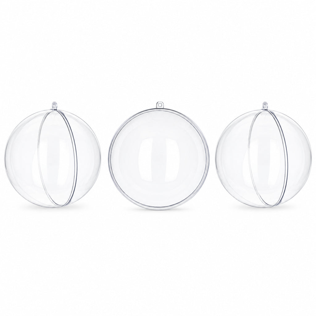 Set of 3 Clear Fillable Plastic Ball Christmas Ornament 4.7 Inches in Clear color Round