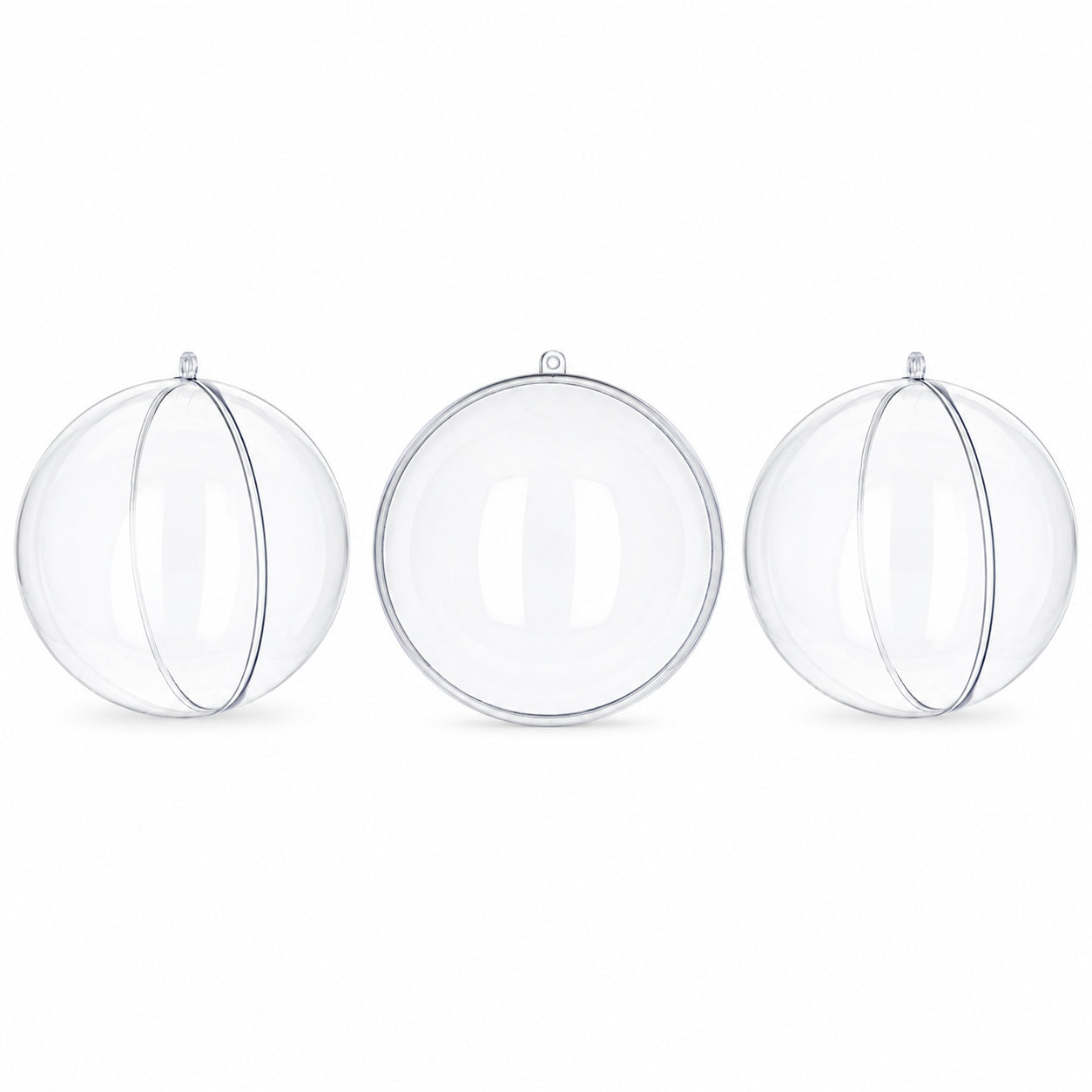 Set of 3 Clear Plastic Ball Ornaments 3.9 Inches in Clear color Round