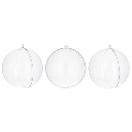 Set of 3 Clear Plastic Ball Ornaments 3.45 Inches (88 mm) in Clear color, Round shape