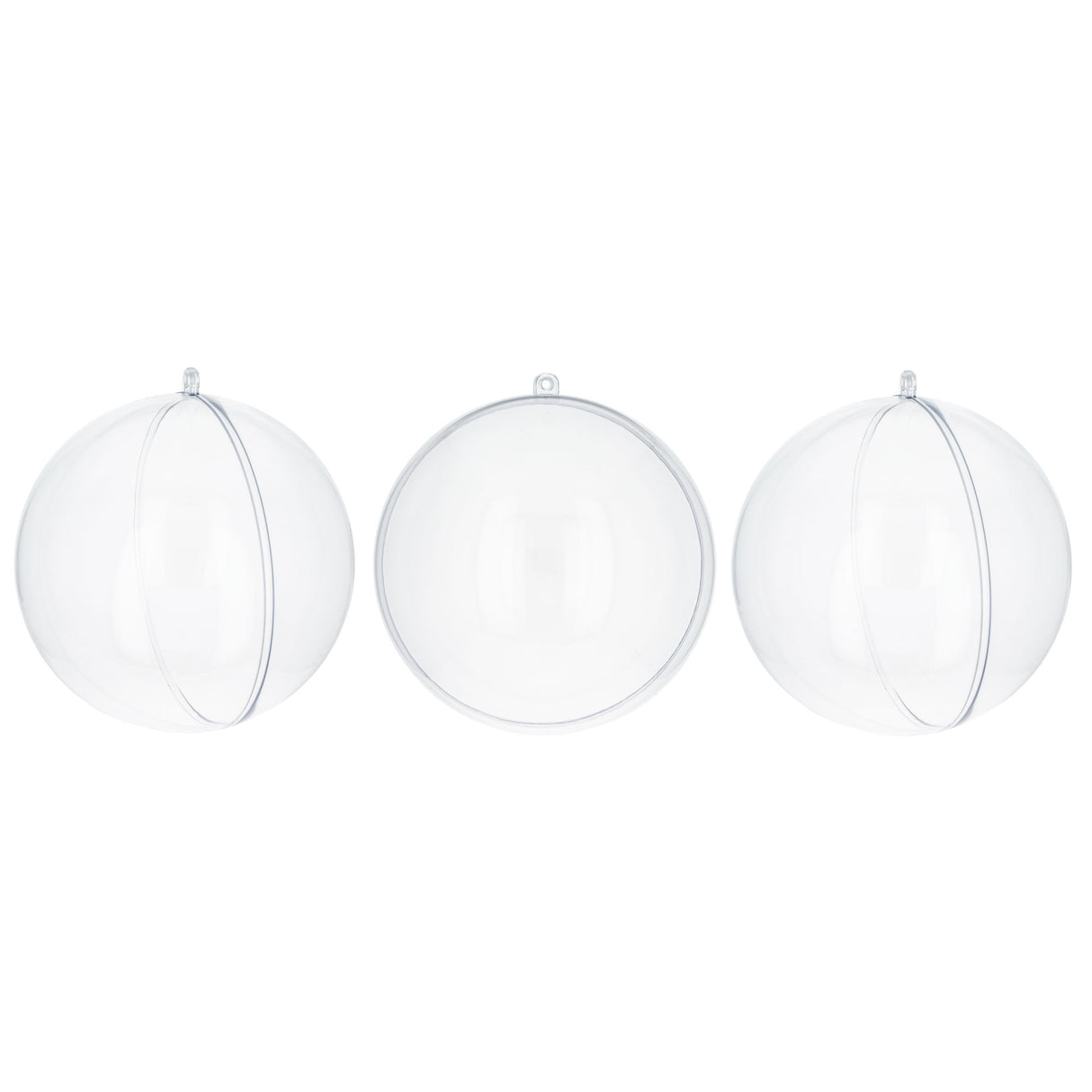 Set of 3 Clear Plastic Ball Ornaments 3.45 Inches (88 mm) in Clear color, Round shape