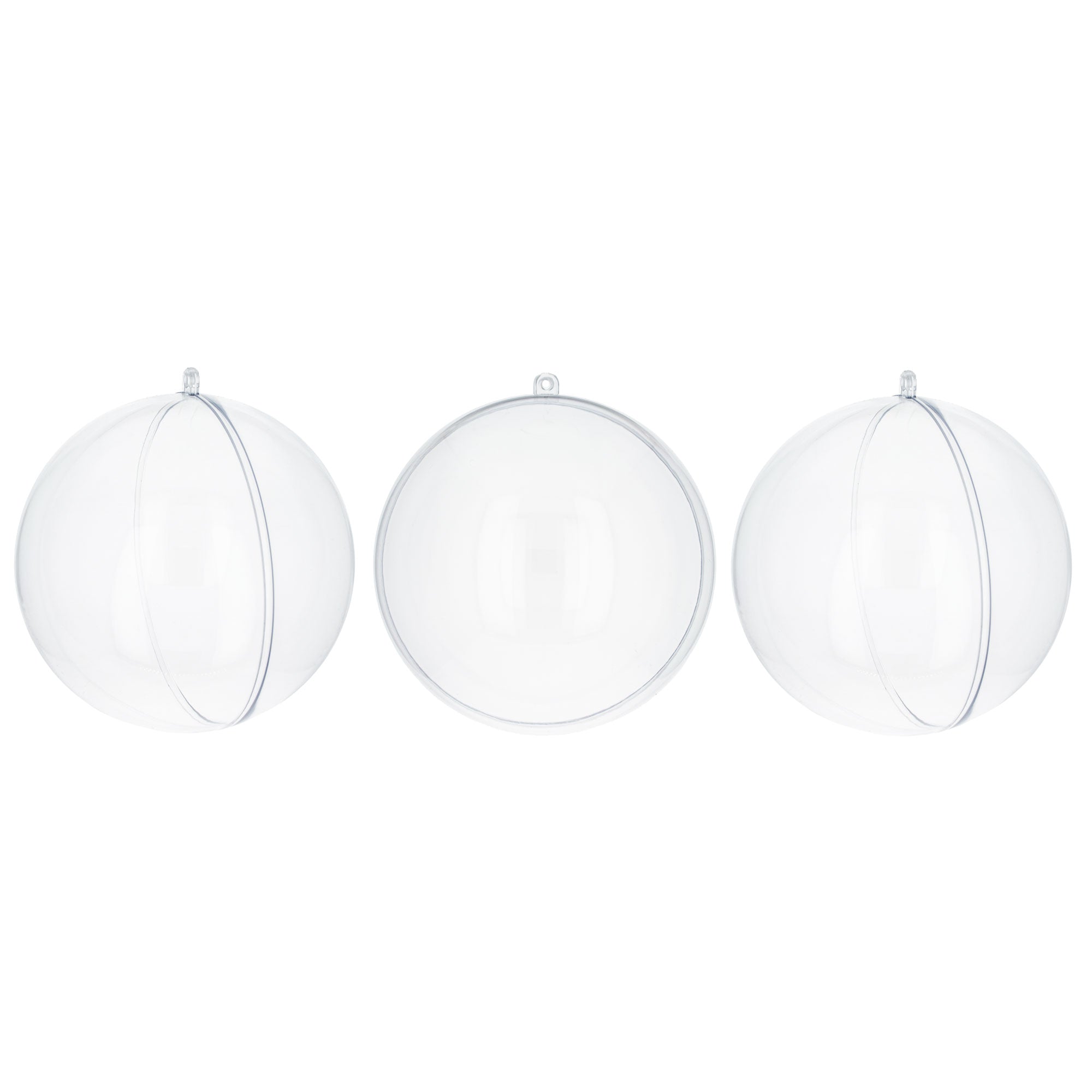 Set of 3 Clear Plastic Ball Ornaments 3.9 Inches in Clear color Round