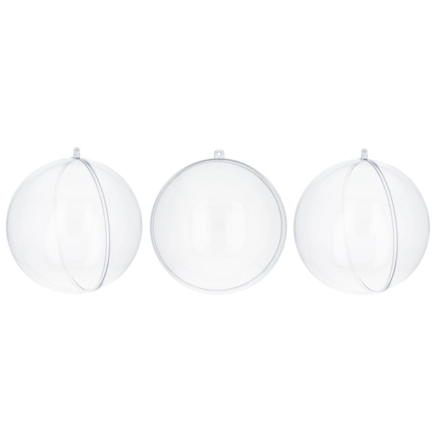 Set of 3 Clear Plastic Ball Ornaments 3.9 Inches in Clear color Round