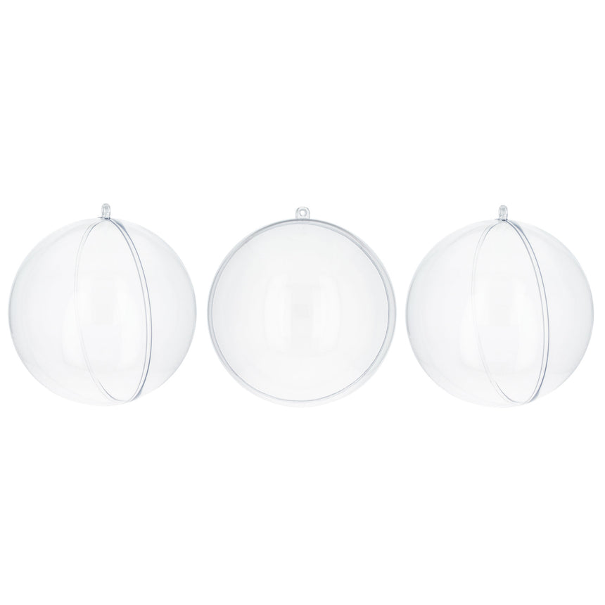 Set of 3 Clear Plastic Ball Ornaments 3.9 Inches in Clear color Round