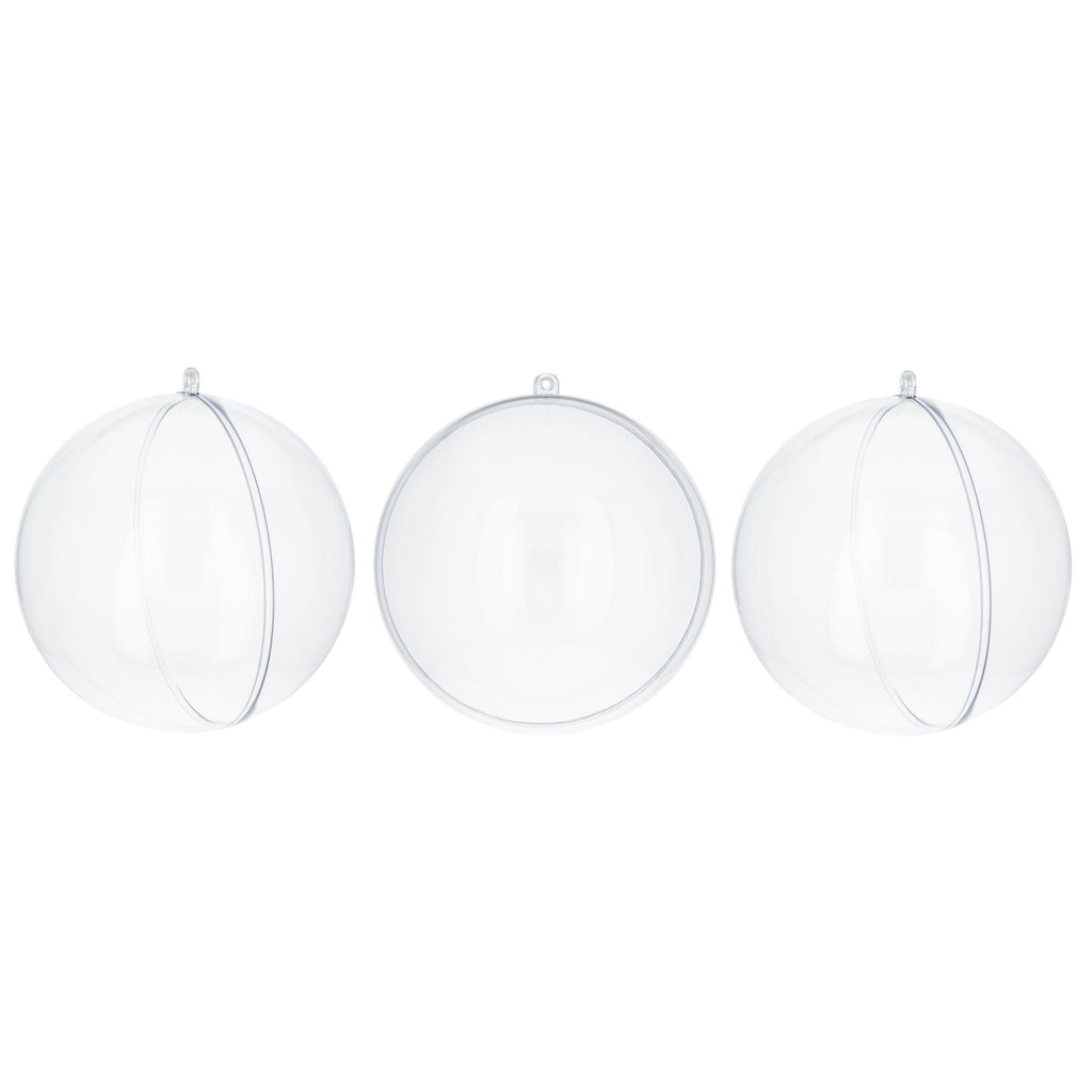 Set of 3 Clear Plastic Ball Ornaments 3.9 Inches in Clear color, Round shape