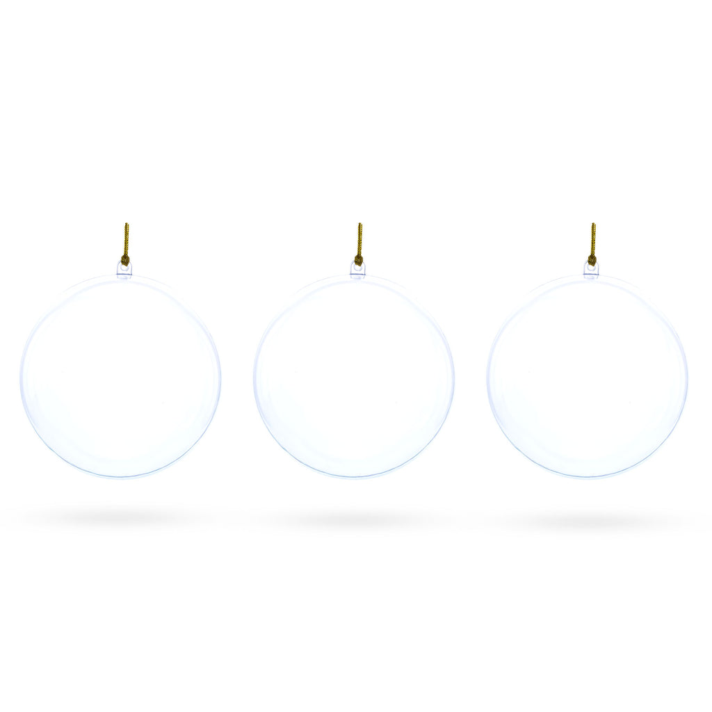 Set of 3 Clear Plastic Ball Ornaments 4.7 Inches in Clear color Round