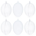 Set of 6 Clear Plastic Egg Ornaments 2.7 Inches in Clear color Oval