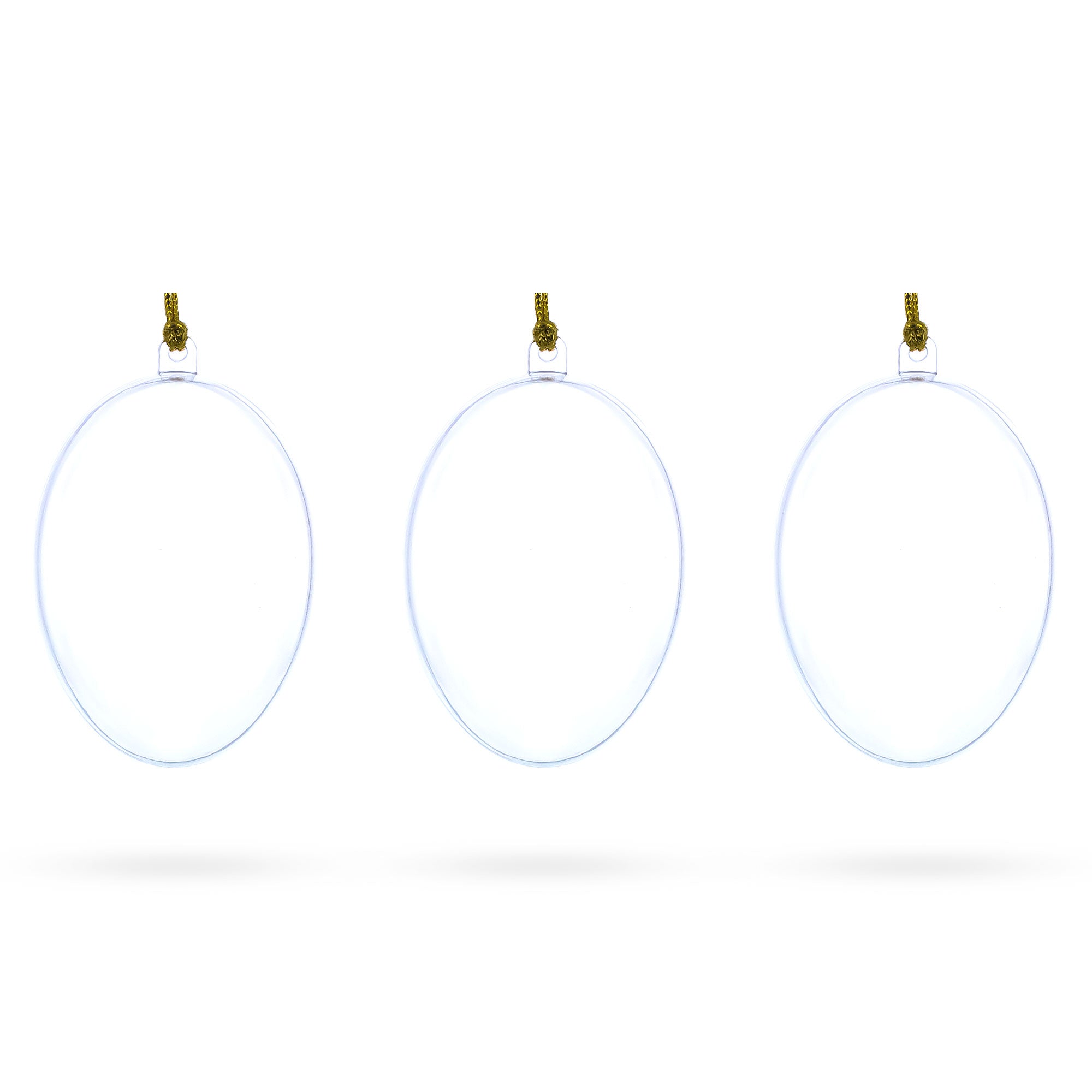 Set of 3 Clear Plastic Egg Ornaments 3.4 Inches (86 mm) in Clear color Oval