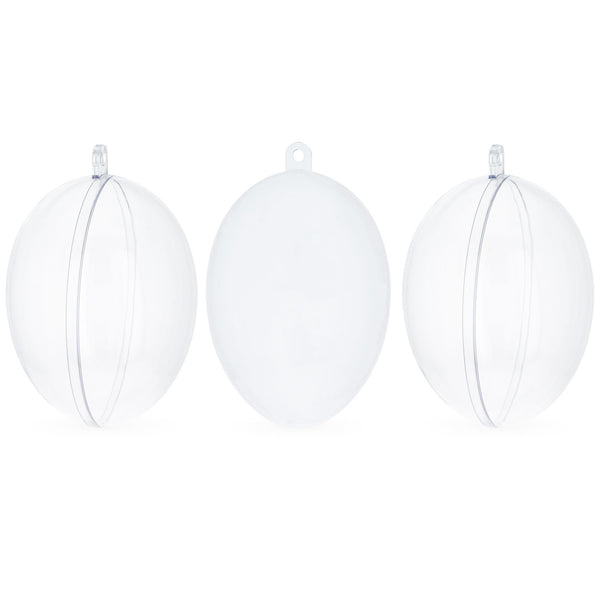 Set of 3 Clear Plastic Egg Ornaments 4.35 Inches (100 mm) by BestPysanky