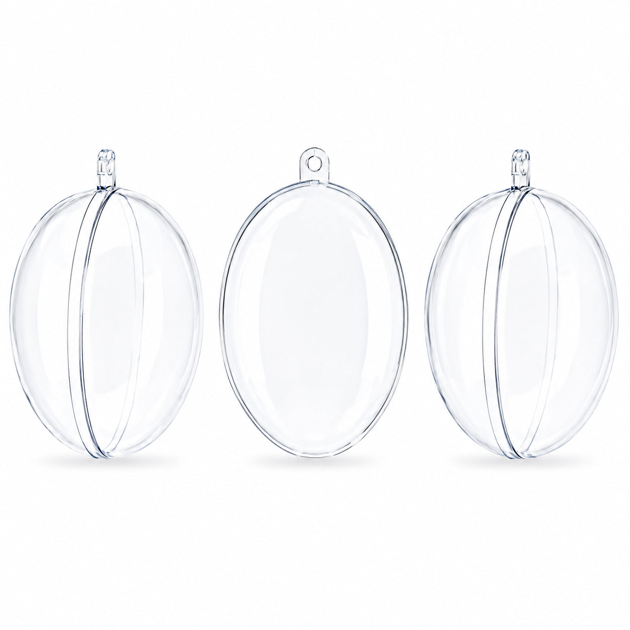Set of 3 Clear Plastic Egg Ornaments 4.35 Inches (100 mm) in Clear color Oval