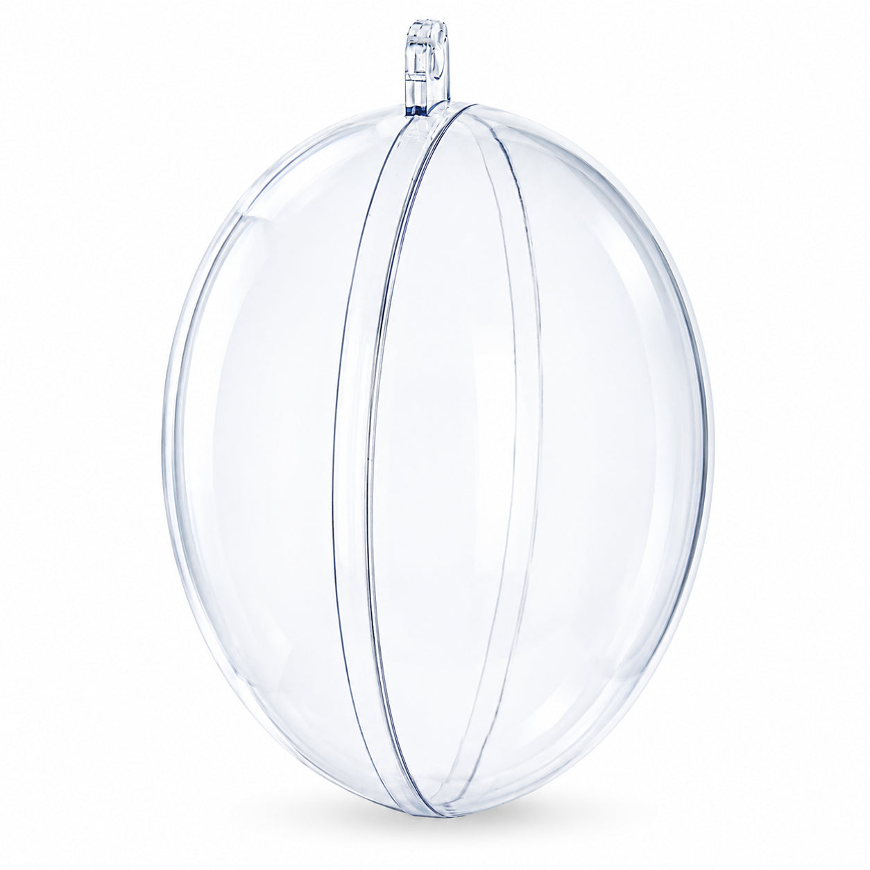 Set of 3 Clear Plastic Egg Ornaments 4.35 Inches (100 mm) , dimensions in inches: 4.35 x 2.8 x 2.8
