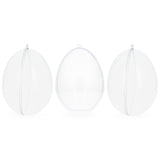Set of 3 Clear Plastic Egg Ornaments 5.9 Inches (150 mm) in Clear color, Oval shape