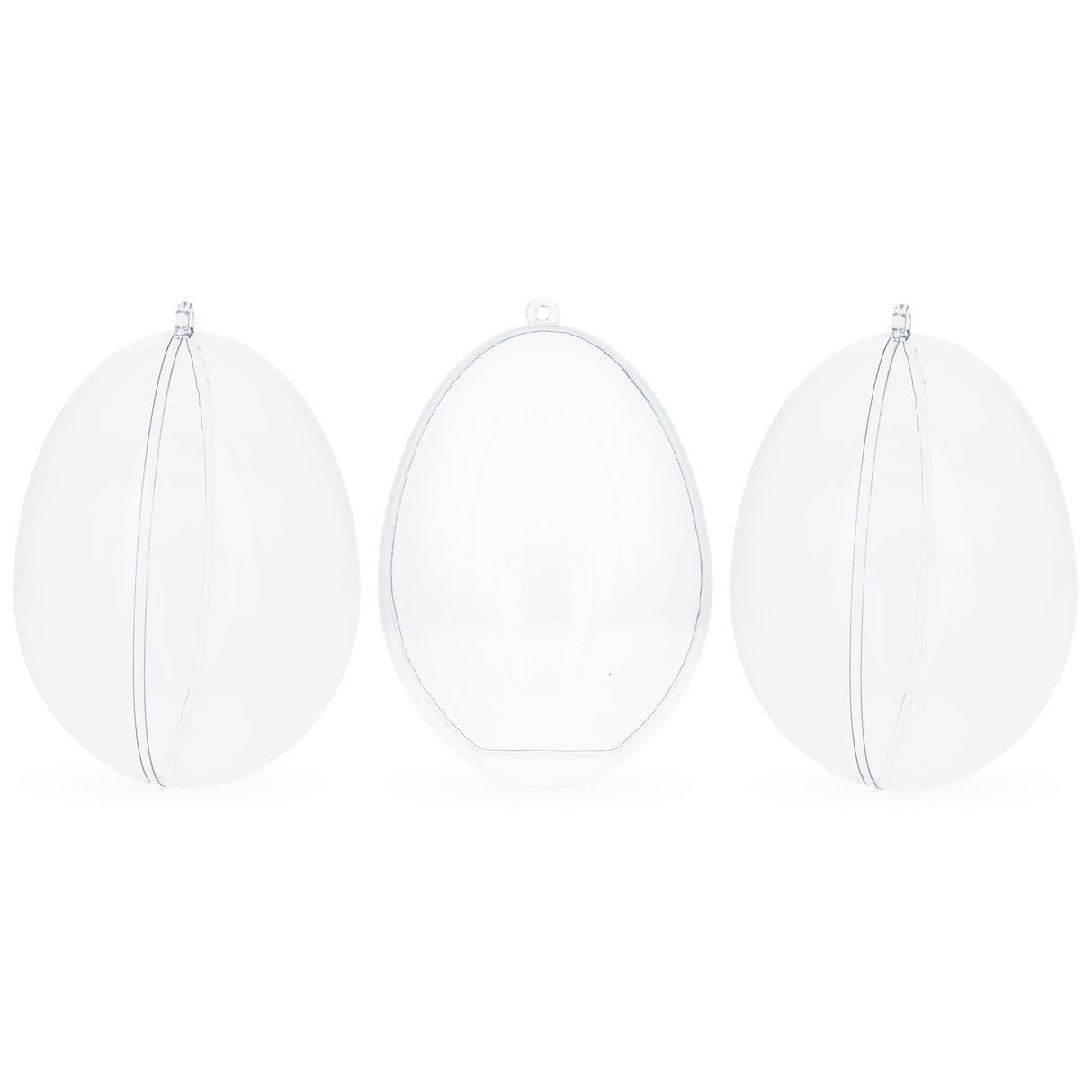 Set of 3 Clear Plastic Egg Ornaments 5.9 Inches (150 mm) in Clear color, Oval shape