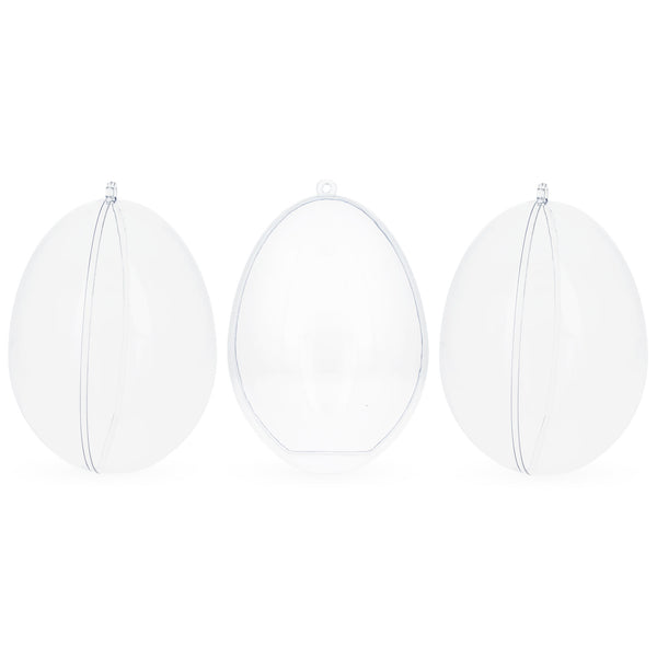 Set of 3 Clear Plastic Egg Ornaments 5.9 Inches (150 mm) by BestPysanky