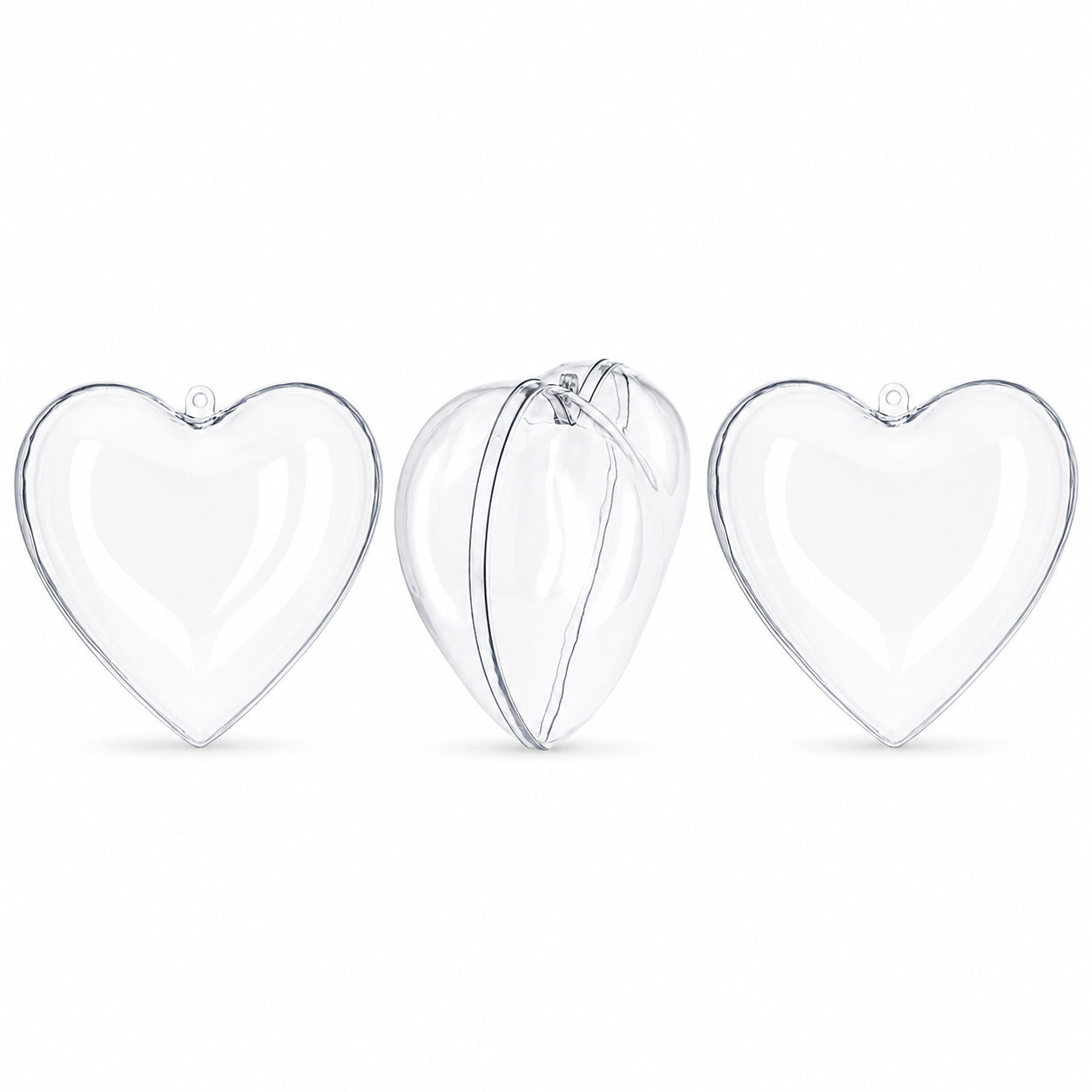 Set of 3 Clear Plastic Heart Ornaments 3.85 Inches (98 mm) in Clear color Heart