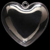 Set of 3 Clear Plastic Heart Ornaments 3.05 Inches