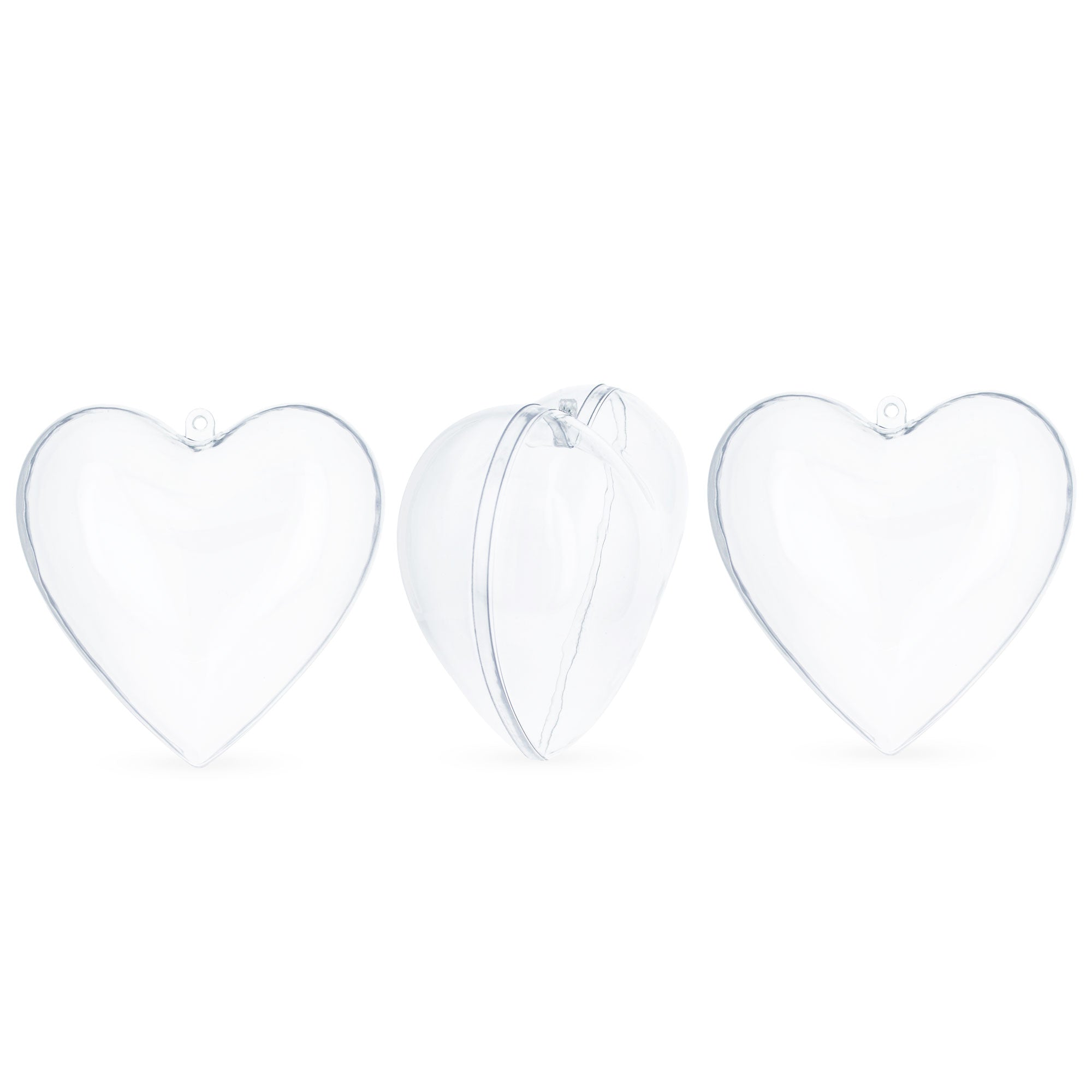 Set of 3 Clear Plastic Heart Ornament 4.6 Inches (117 mm) in Clear color Heart