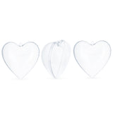 Set of 3 Clear Plastic Hearts Ornaments 2.45 Inches (62 mm) in Clear color, Heart shape