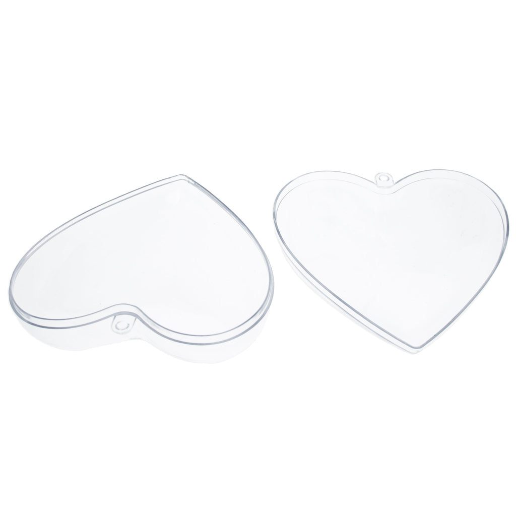 Set of 3 Clear Plastic Heart Ornaments 3.85 Inches (98 mm)China , dimensions in inches: 3.9 x 3.85 x 3