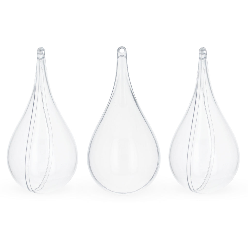 Plastic Set of 3 Clear Plastic Waterdrop Ornaments 4.3 Inches (109 mm) in Clear color