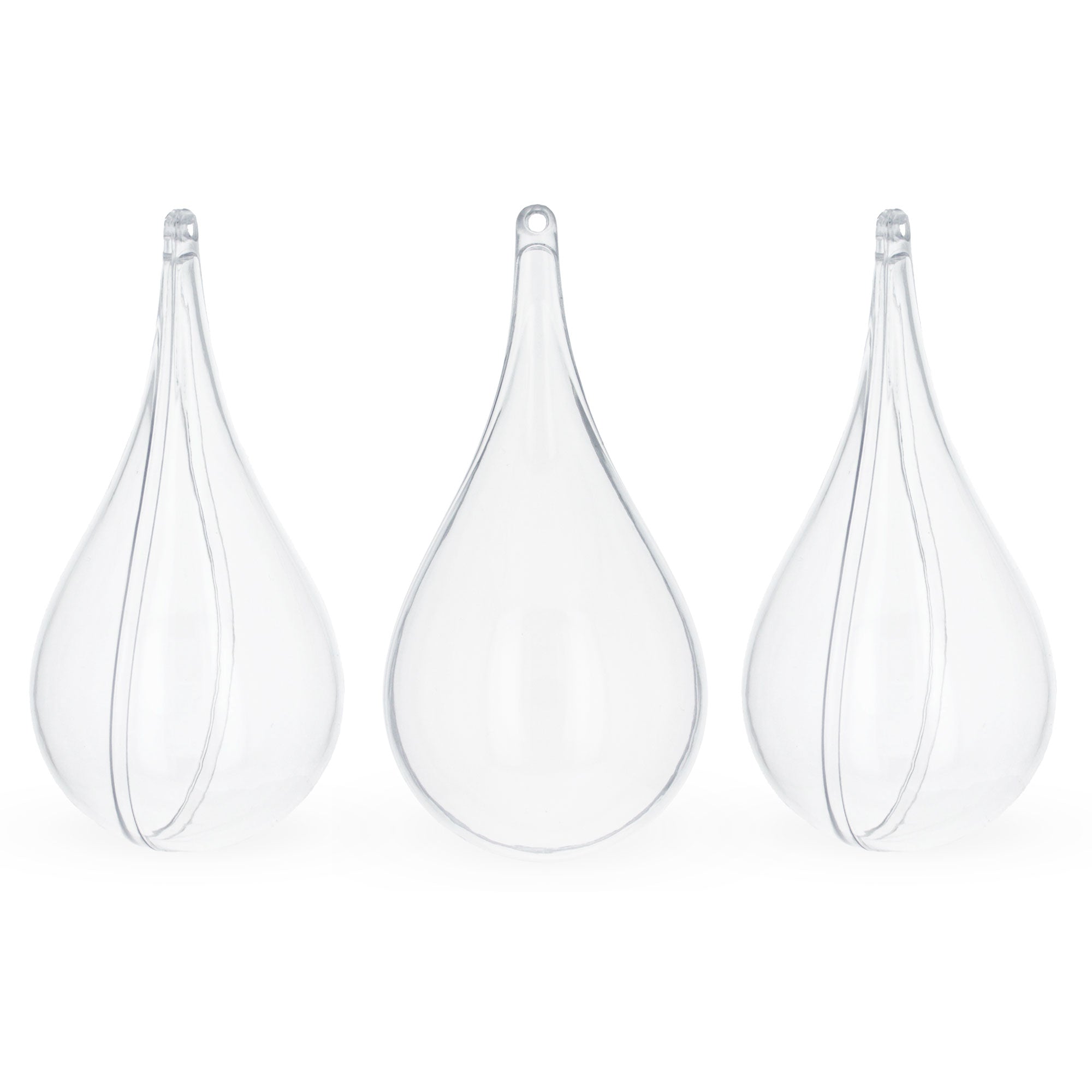 Set of 3 Clear Plastic Waterdrop Ornaments 4.3 Inches (109 mm) in Clear color Figurine