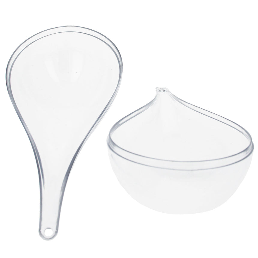 Set of 3 Clear Plastic Waterdrop Ornaments 4.3 Inches (109 mm) , dimensions in inches: 4.3 x 2.1 x 2.1