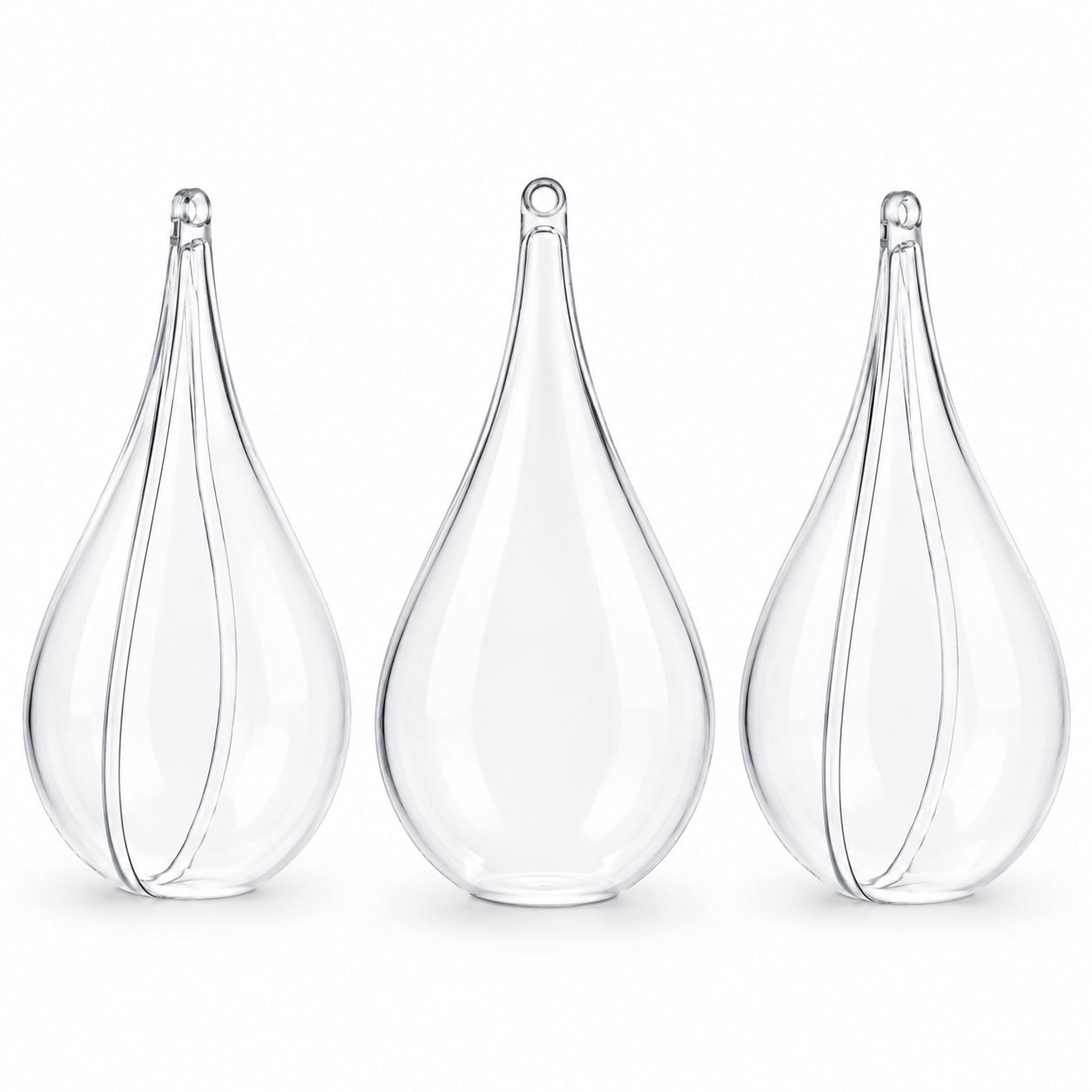 Set of 3 Clear Plastic Waterdrop Ornaments 4.3 Inches (109 mm) in Clear color Figurine