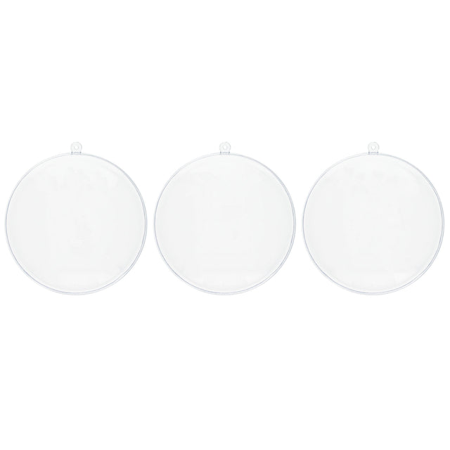 Plastic Set of 3 Clear Plastic Disc Ornaments 4.5 Inches (110 mm) in Clear color Round
