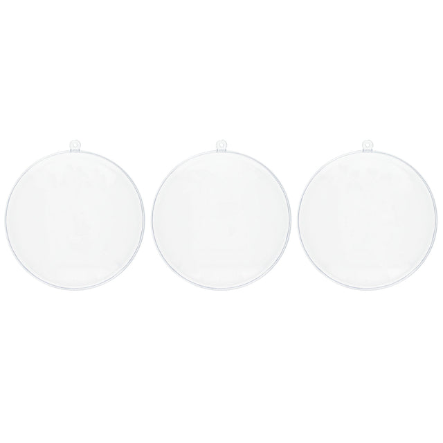 Set of 3 Clear Plastic Disc Ornaments 4.5 Inches (110 mm) in Clear color Disc