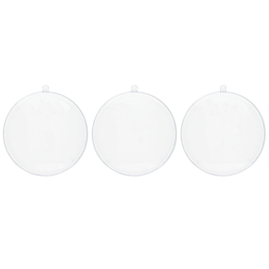 Set of 3 Clear Plastic Disc Ornaments 4.5 Inches (110 mm) in Clear color Disc