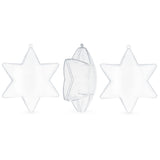 Set of 3 Clear Plastic Hexagon Ornaments 4 Inches in Clear color, Star shape