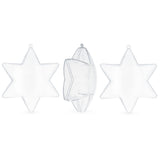 Set of 3 Clear Plastic Hexagon Ornaments 4 Inches in  color Star