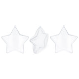 Set of 3 Clear Plastic Star Ornaments 3.25 Inches (83 mm) in Clear color Star
