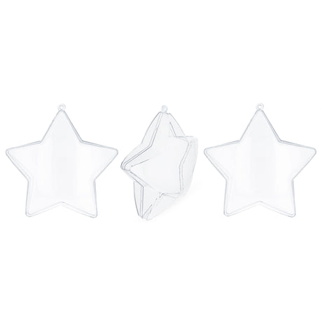 Set of 3 Clear Plastic Star Ornaments 3.25 Inches (83 mm) in Clear color Star