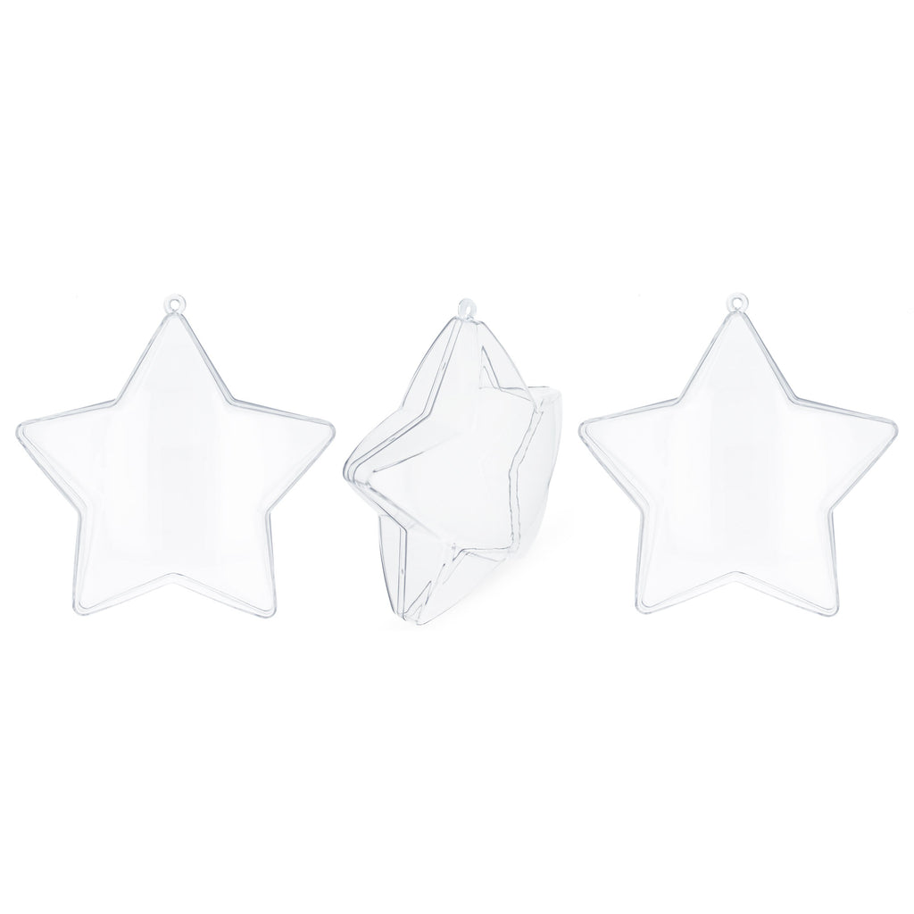 Set of 3 Clear Plastic Star Ornaments 3.25 Inches (83 mm) by BestPysanky