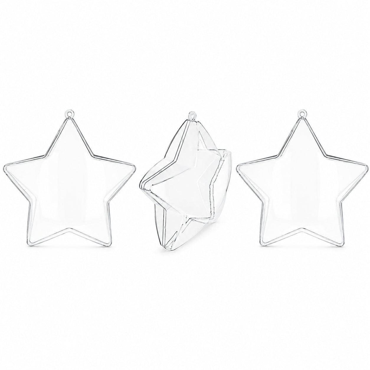 Set of 3 Clear Fillable Star DIY Craft Christmas Ornament 4 Inches in Clear color Star