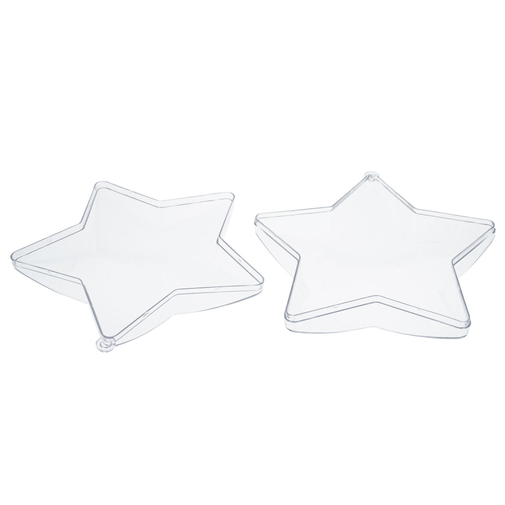 Set of 3 Clear Plastic Star Ornaments 4 InchesChina , dimensions in inches: 4 x 1.6 x 1.6