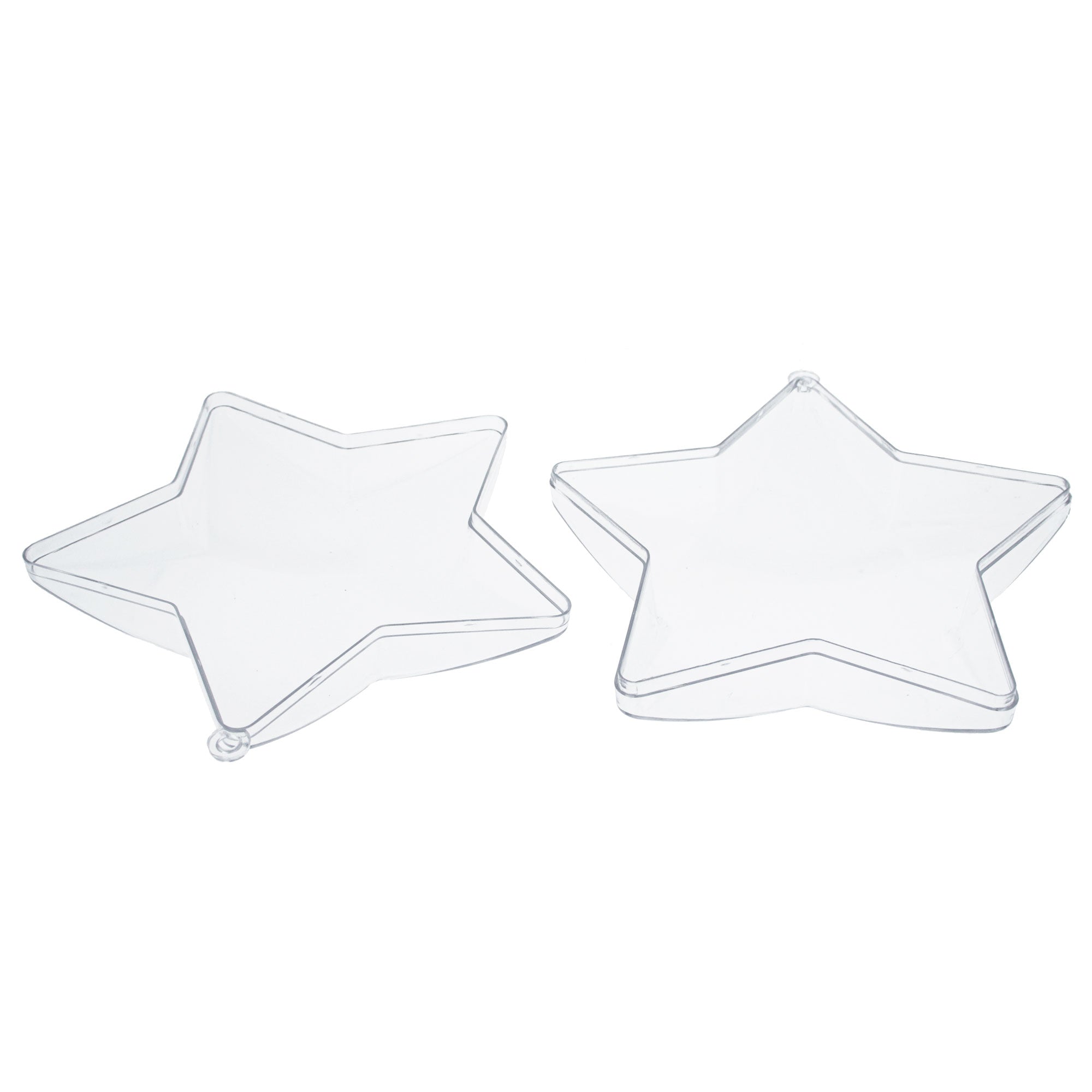 Set of 3 Clear Plastic Star Ornaments 4 InchesChina , dimensions in inches: 4 x 1.6 x 1.6