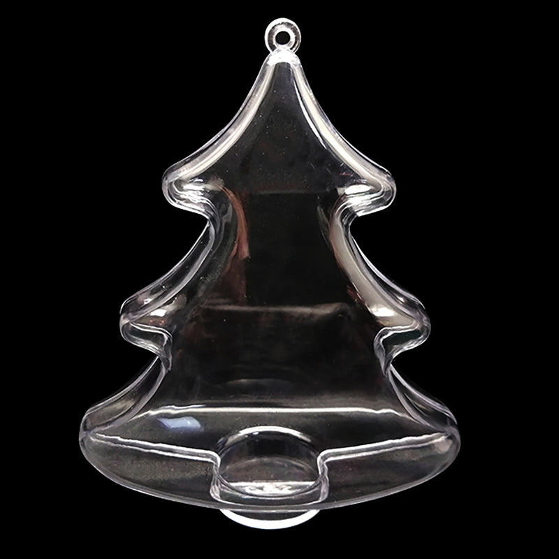Set of 3 Clear Plastic Christmas Tree Ornaments 4.35 Inches (110.5 mm)
