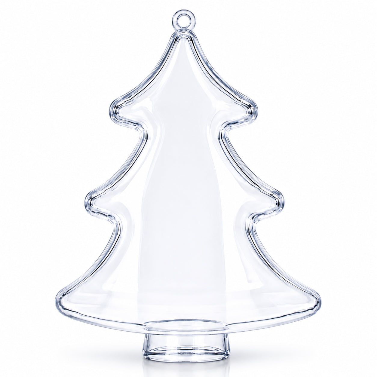 Set of 3 Clear Plastic Christmas Tree Shape Ornaments 4.35 InchesChina , dimensions in inches: 4.35 x 3.55 x 1.85