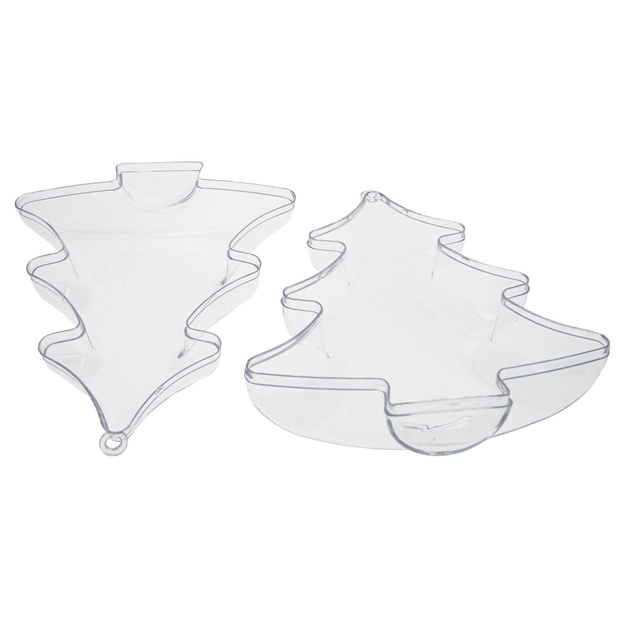 Set of 3 Clear Plastic Christmas Tree Shape Ornaments 4.35 InchesChina , dimensions in inches: 4.35 x 3.55 x 1.85