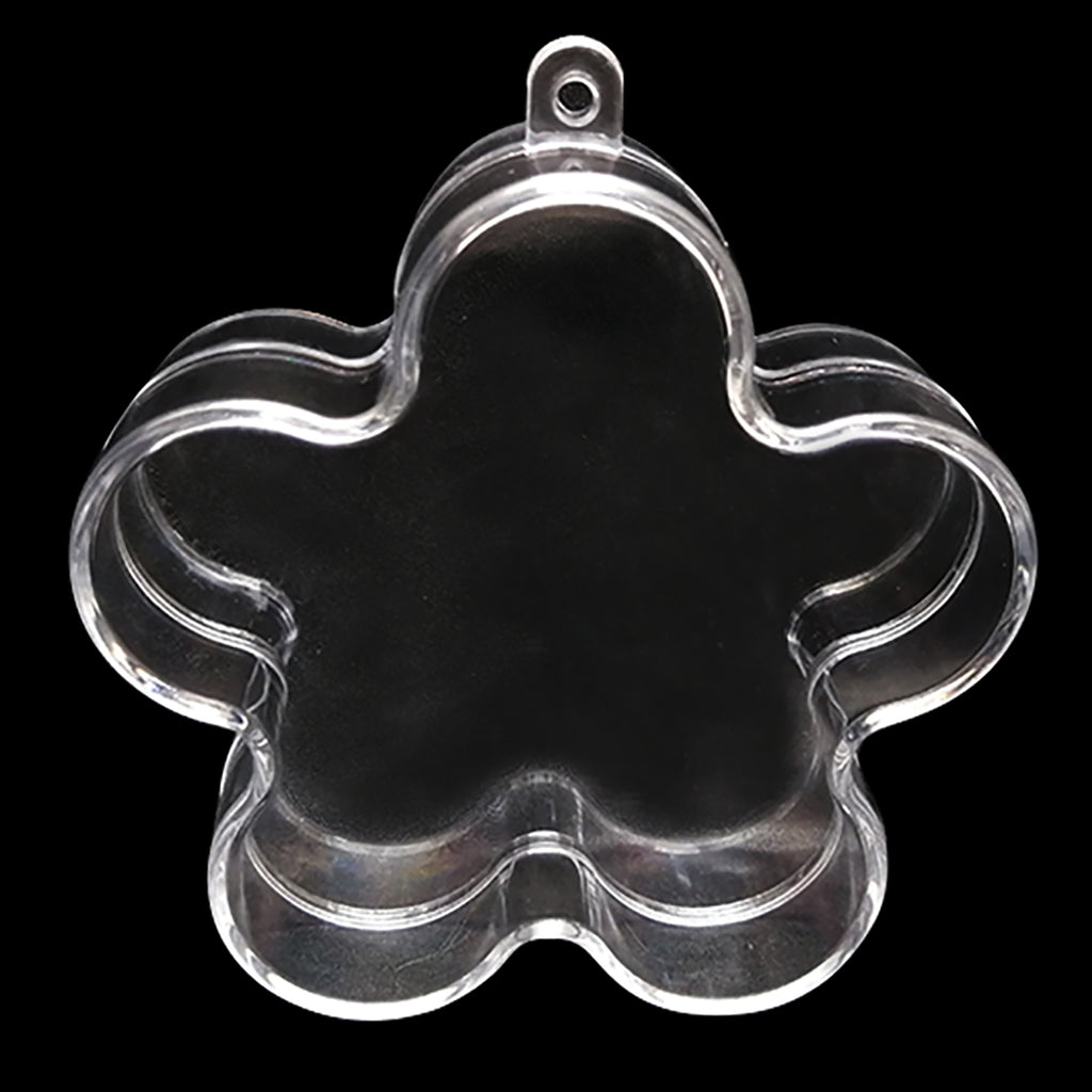 Clear Plastic Flower Ornament  3.55 Inches (90 mm)China , dimensions in inches: 3.55 x 3.37 x 1.25