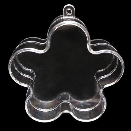 Clear Plastic Flower Ornament  3.55 Inches (90 mm) , dimensions in inches: 3.55 x 3.37 x 1.25