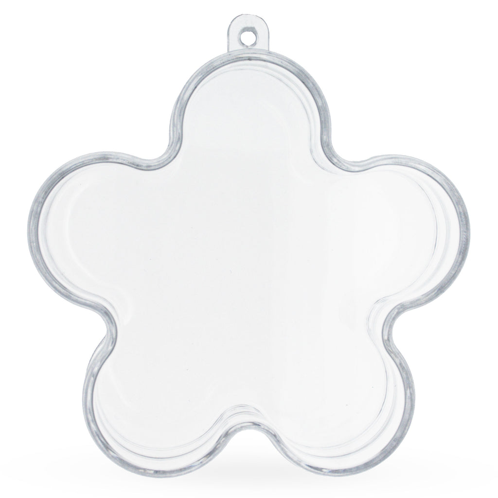 Clear Plastic Flower Ornament  3.55 Inches (90 mm) in Clear color Star