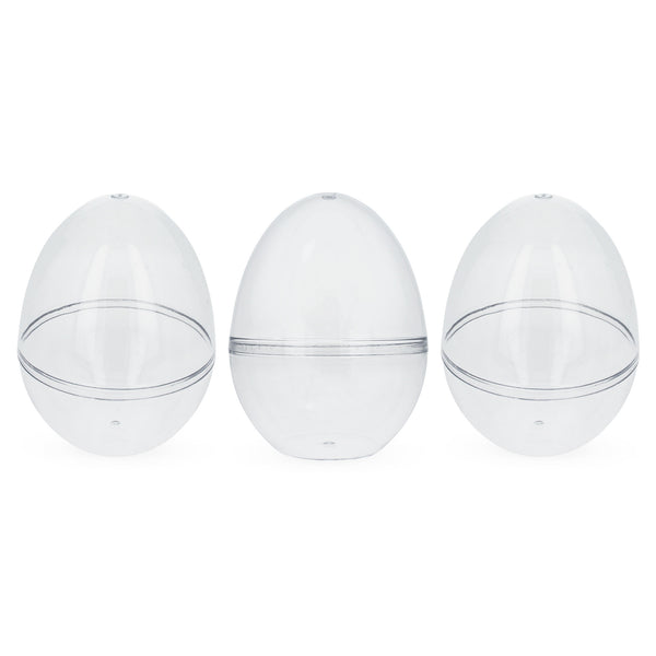 Set of 3 Clear Plastic Standing Egg Ornaments 3.58 Inches (91 mm) by BestPysanky