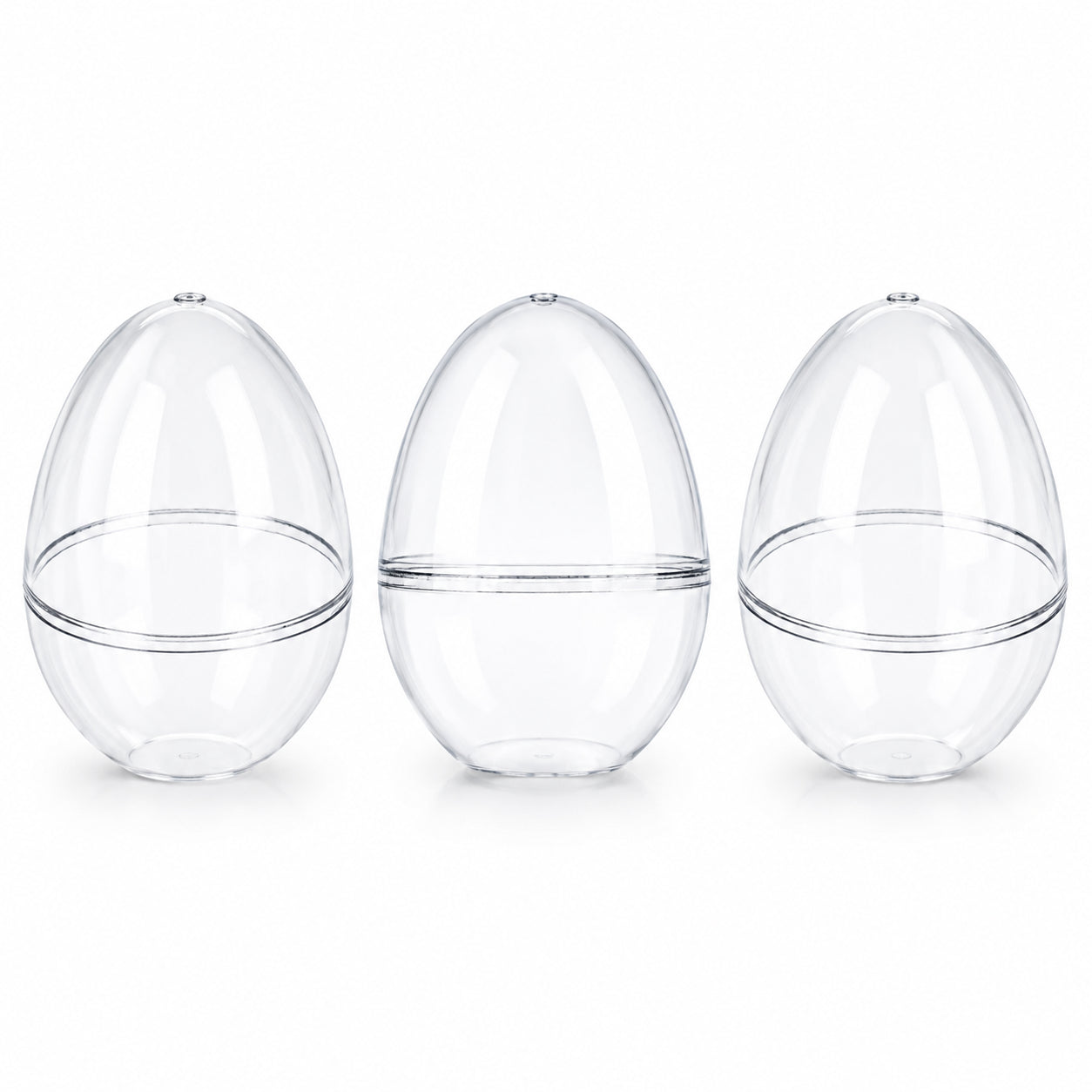Set of 3 Clear Plastic Standing Egg Ornaments 3.58 Inches (91 mm) in Clear color Oval