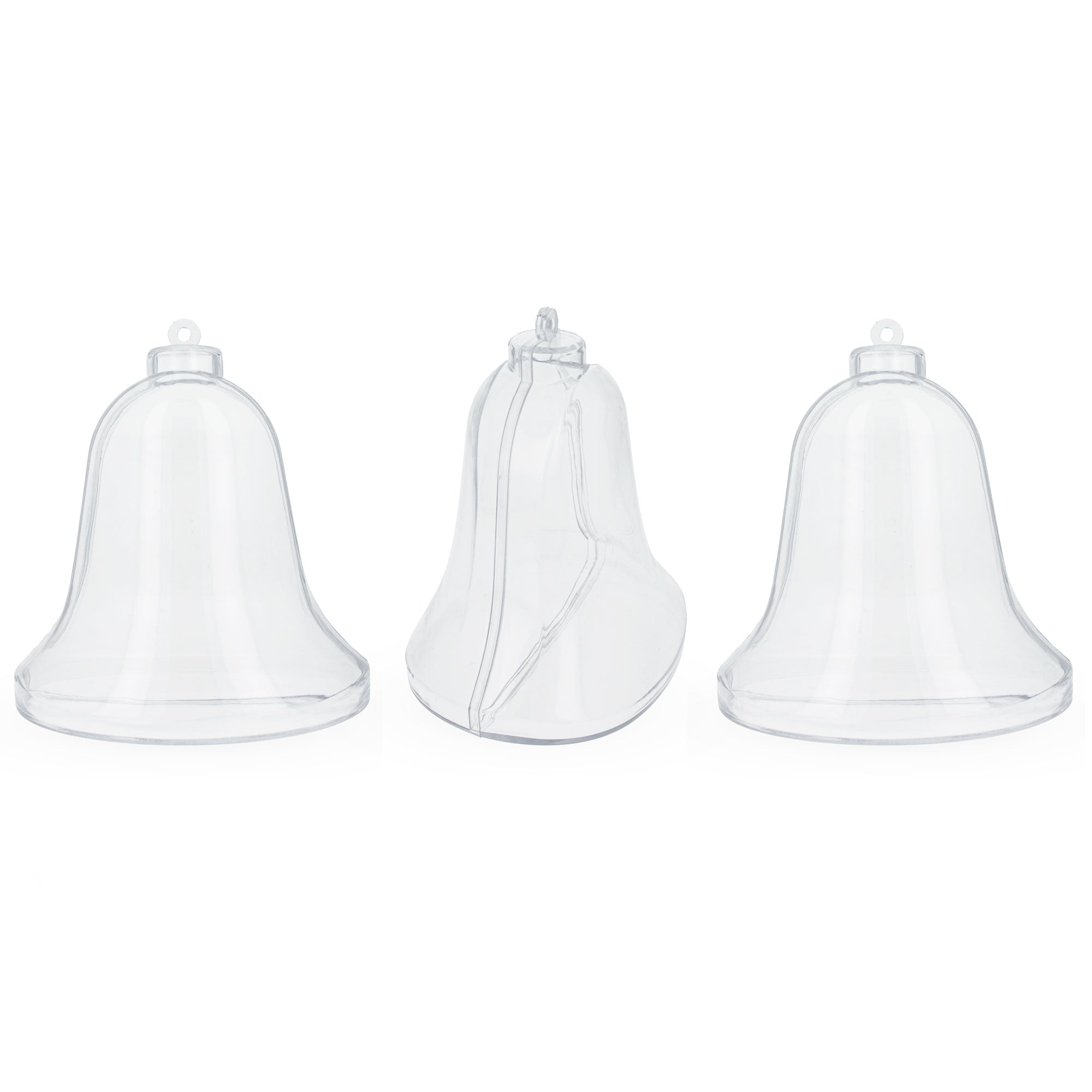 Set of 3 Clear Plastic Bell Ornaments 3.7 Inches (94 mm) in Clear color Figurine