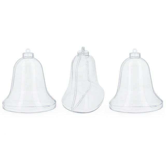 Set of 3 Clear Plastic Bell Ornaments 3.7 Inches (94 mm) in  color
