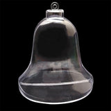 Set of 3 Clear Plastic Bell Ornaments 3.7 Inches (94 mm)