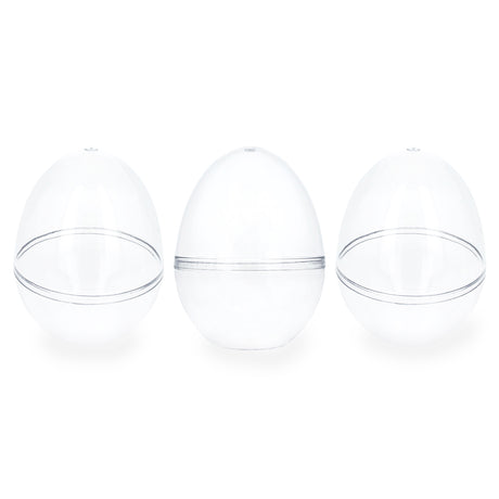 Plastic Set of 3 Clear Plastic Standing Egg Ornaments 3.58 Inches (91 mm) in Clear color Oval