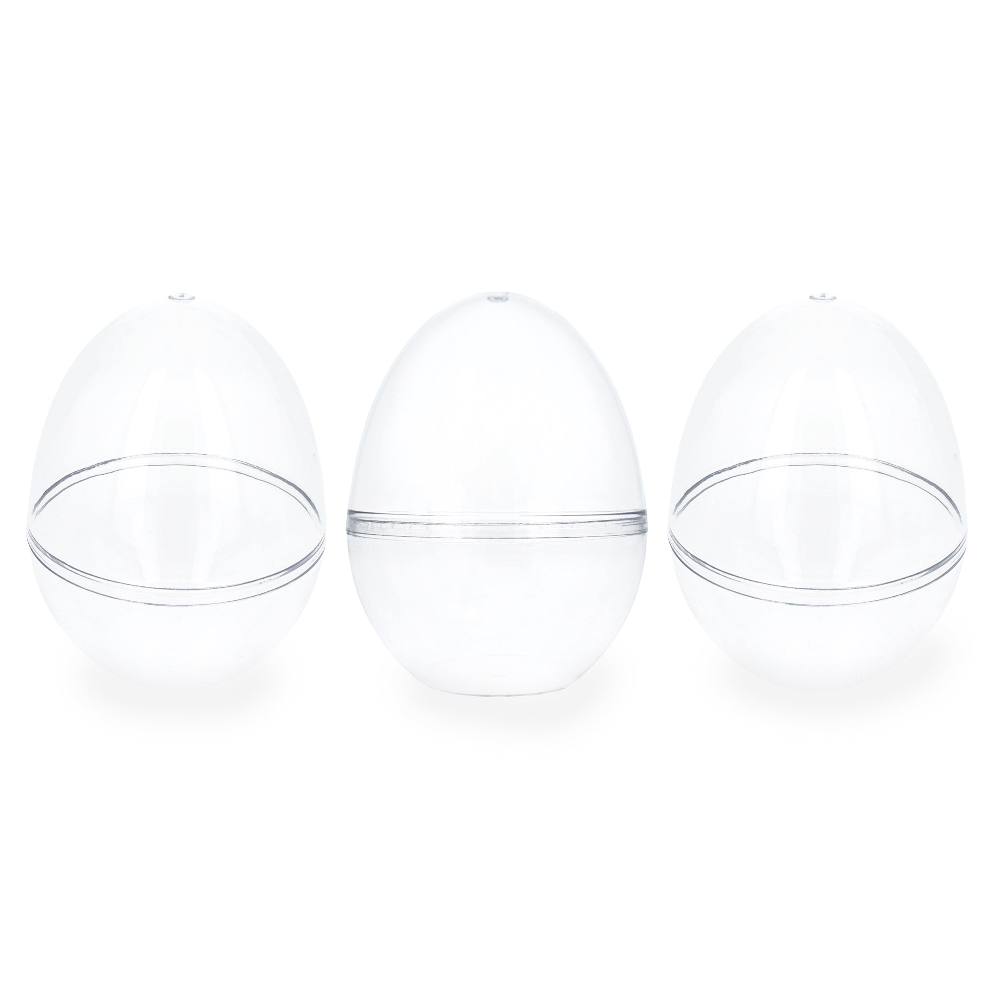 Set of 3 Clear Plastic Standing Egg Ornaments 3.58 Inches (91 mm) in Clear color Oval
